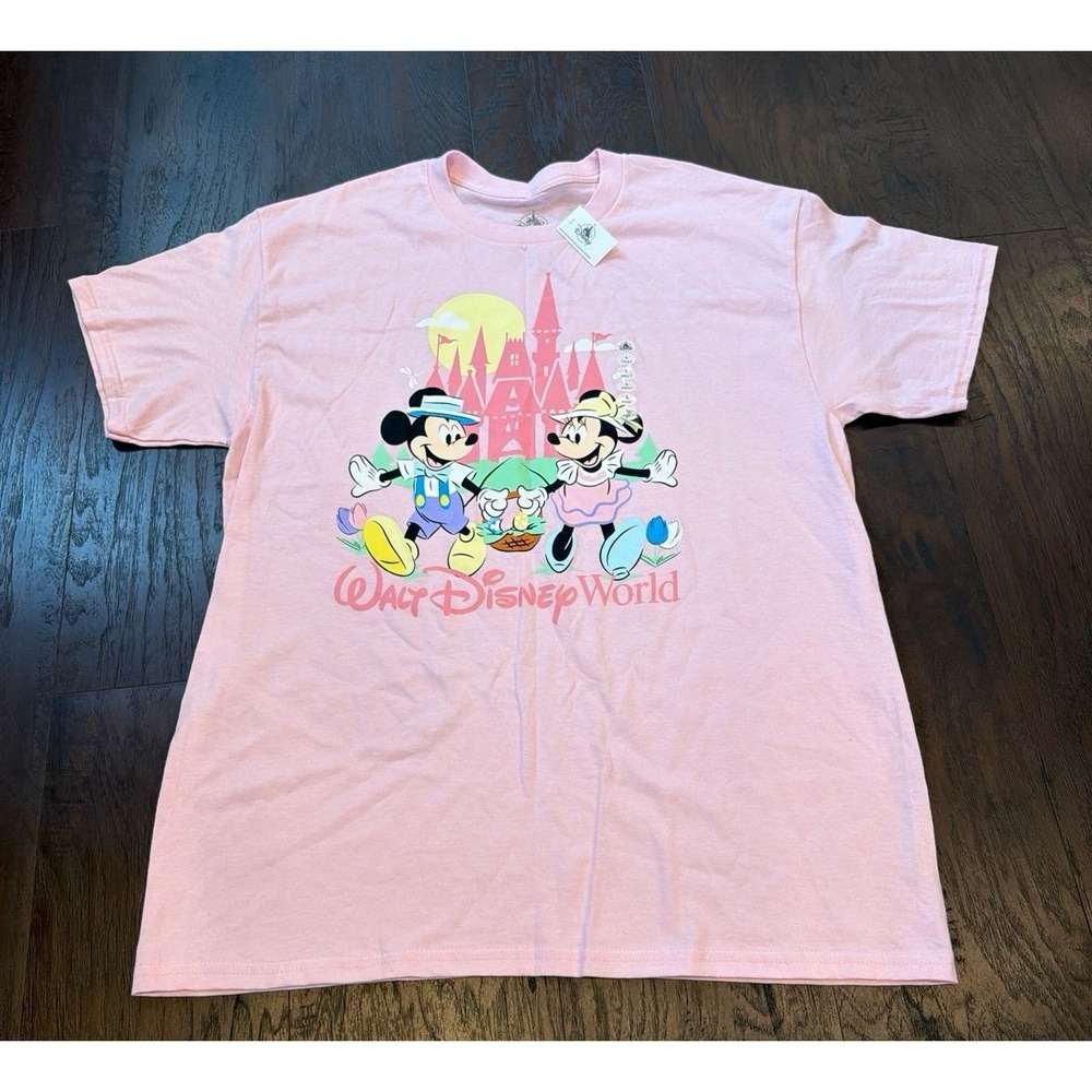 2025 Disney Parks Walt Disney World Easter pink Mickey T-shirt Size large New
